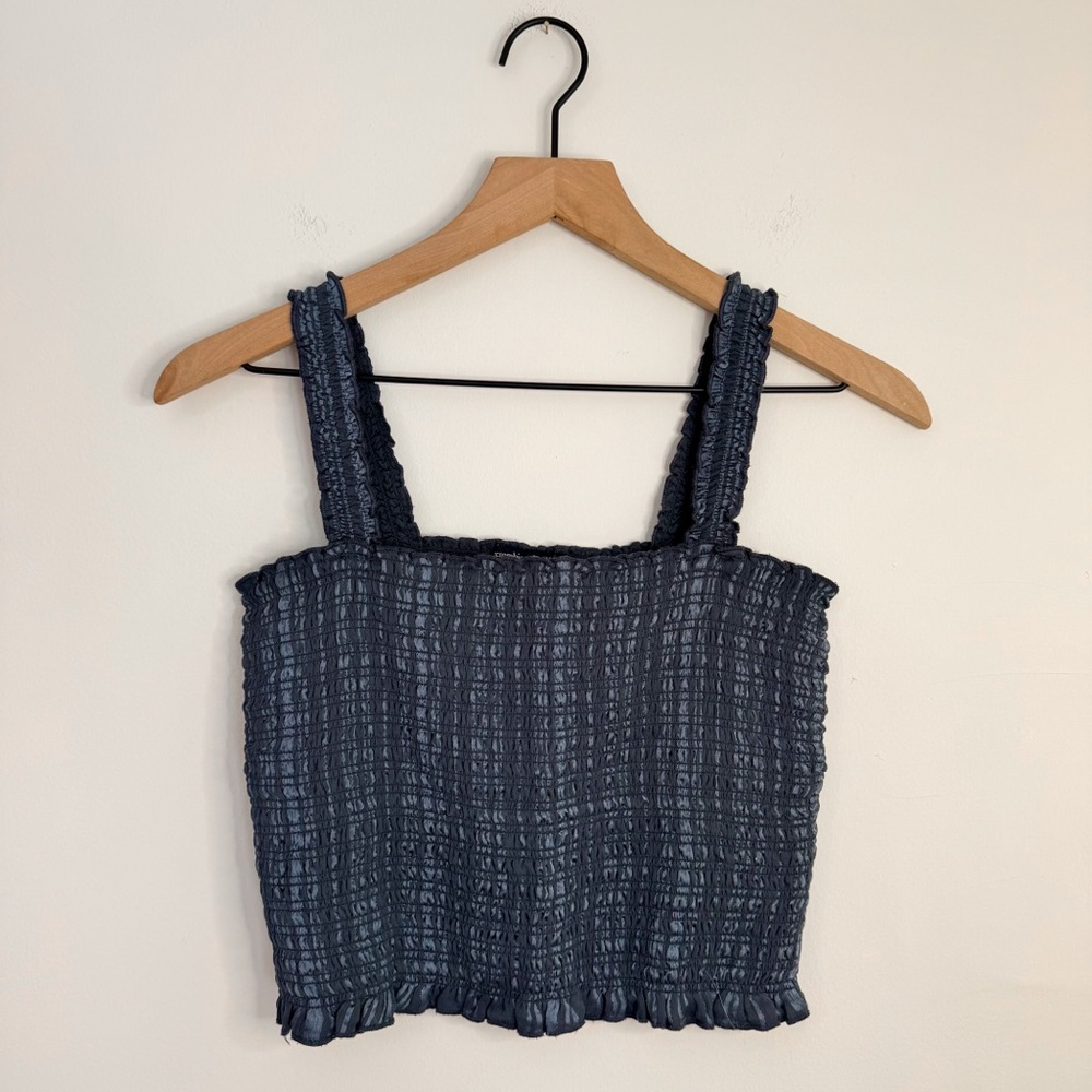 Abercrombie Navy Blue Stretchy Crop Tank Top Size Large